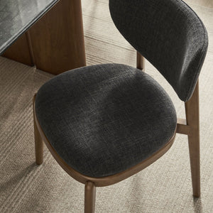 Modway Furniture Fenwick Mid-century Slub Weave Upholstered Dining Chairs Rubberwood Frame Set of Two Ebony EEI-7800-EBO