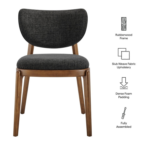 Modway Furniture Fenwick Mid-century Slub Weave Upholstered Dining Chairs Rubberwood Frame Set of Two Ebony EEI-7800-EBO