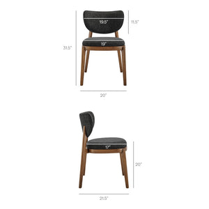 Modway Furniture Fenwick Mid-century Slub Weave Upholstered Dining Chairs Rubberwood Frame Set of Two Ebony EEI-7800-EBO