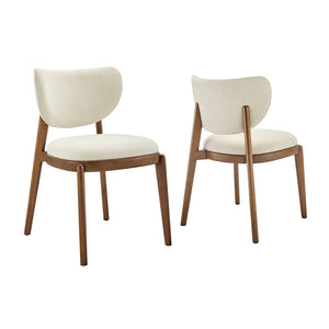 Modway Furniture Fenwick Mid-century Slub Weave Upholstered Dining Chairs Rubberwood Frame Set of Two Ecru EEI-7800-ECR