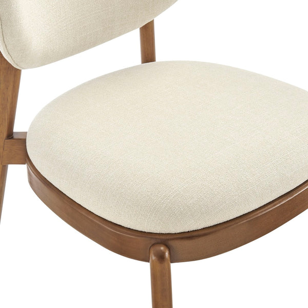 Modway Furniture Fenwick Mid-century Slub Weave Upholstered Dining Chairs Rubberwood Frame Set of Two Ecru EEI-7800-ECR