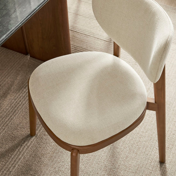 Modway Furniture Fenwick Mid-century Slub Weave Upholstered Dining Chairs Rubberwood Frame Set of Two Ecru EEI-7800-ECR