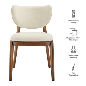 Modway Furniture Fenwick Mid-century Slub Weave Upholstered Dining Chairs Rubberwood Frame Set of Two Ecru EEI-7800-ECR
