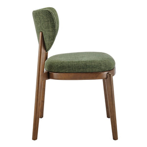 Modway Furniture Fenwick Mid-century Slub Weave Upholstered Dining Chairs Rubberwood Frame Set of Two Foliage EEI-7800-FOL