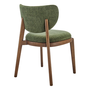 Modway Furniture Fenwick Mid-century Slub Weave Upholstered Dining Chairs Rubberwood Frame Set of Two Foliage EEI-7800-FOL