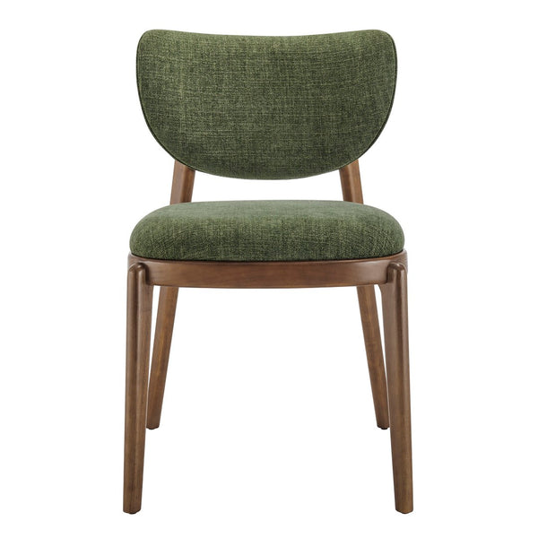 Modway Furniture Fenwick Mid-century Slub Weave Upholstered Dining Chairs Rubberwood Frame Set of Two Foliage EEI-7800-FOL