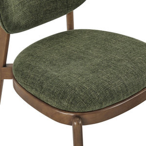 Modway Furniture Fenwick Mid-century Slub Weave Upholstered Dining Chairs Rubberwood Frame Set of Two Foliage EEI-7800-FOL