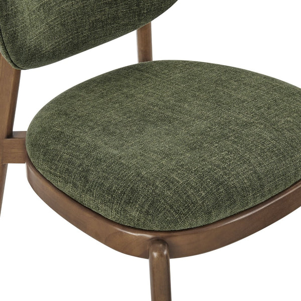 Modway Furniture Fenwick Mid-century Slub Weave Upholstered Dining Chairs Rubberwood Frame Set of Two Foliage EEI-7800-FOL
