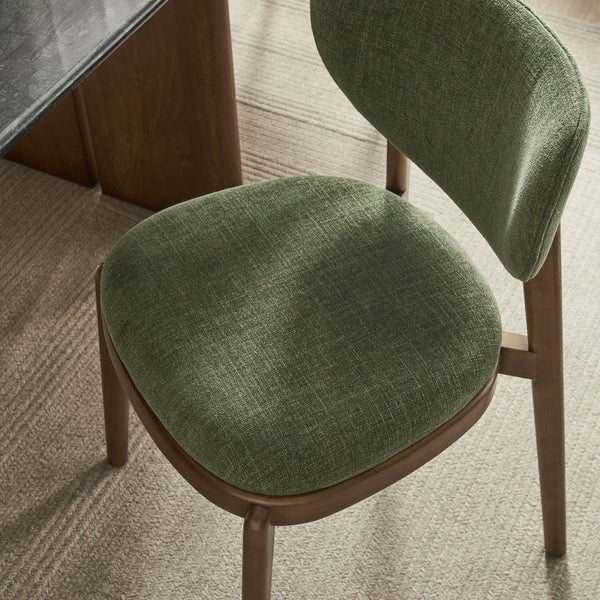 Modway Furniture Fenwick Mid-century Slub Weave Upholstered Dining Chairs Rubberwood Frame Set of Two Foliage EEI-7800-FOL