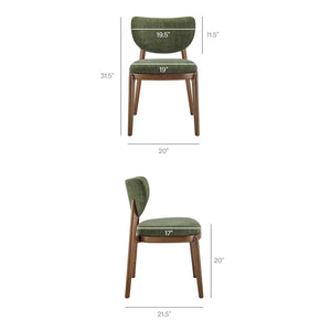Modway Furniture Fenwick Mid-century Slub Weave Upholstered Dining Chairs Rubberwood Frame Set of Two Foliage EEI-7800-FOL