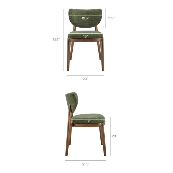 Modway Furniture Fenwick Mid-century Slub Weave Upholstered Dining Chairs Rubberwood Frame Set of Two Foliage EEI-7800-FOL