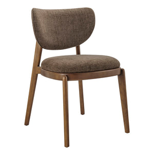 Modway Furniture Fenwick Mid-century Slub Weave Upholstered Dining Chairs Rubberwood Frame Set of Two Mocha EEI-7800-MOC
