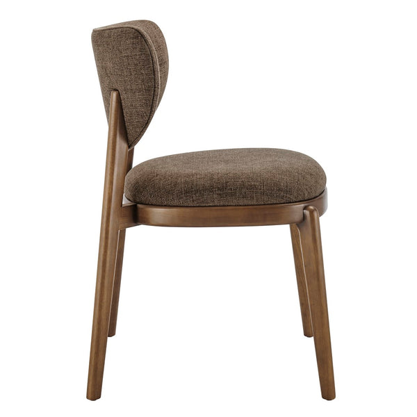 Modway Furniture Fenwick Mid-century Slub Weave Upholstered Dining Chairs Rubberwood Frame Set of Two Mocha EEI-7800-MOC