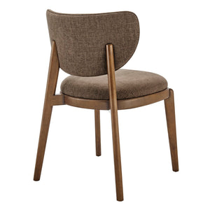Modway Furniture Fenwick Mid-century Slub Weave Upholstered Dining Chairs Rubberwood Frame Set of Two Mocha EEI-7800-MOC