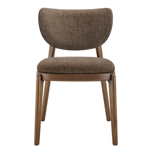 Modway Furniture Fenwick Mid-century Slub Weave Upholstered Dining Chairs Rubberwood Frame Set of Two Mocha EEI-7800-MOC