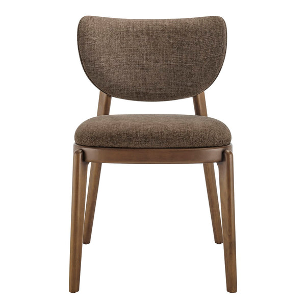 Modway Furniture Fenwick Mid-century Slub Weave Upholstered Dining Chairs Rubberwood Frame Set of Two Mocha EEI-7800-MOC
