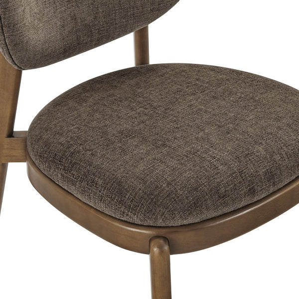 Modway Furniture Fenwick Mid-century Slub Weave Upholstered Dining Chairs Rubberwood Frame Set of Two Mocha EEI-7800-MOC