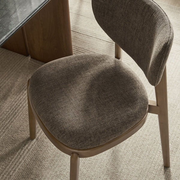 Modway Furniture Fenwick Mid-century Slub Weave Upholstered Dining Chairs Rubberwood Frame Set of Two Mocha EEI-7800-MOC