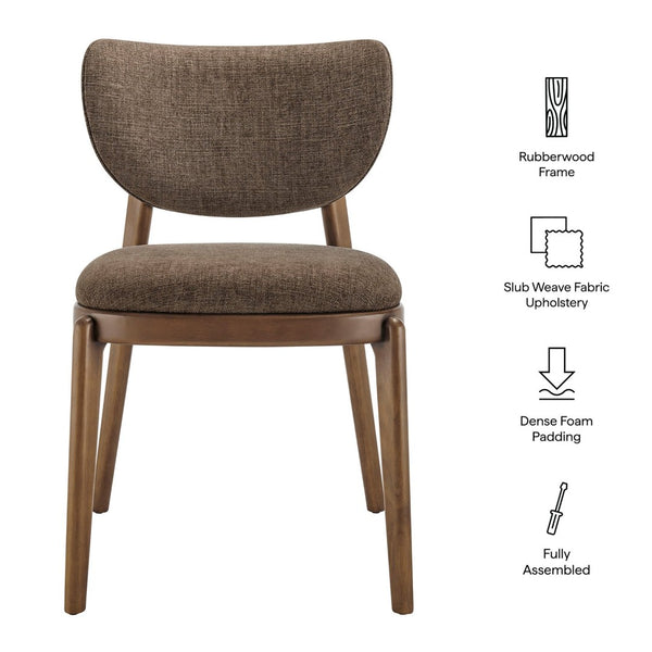 Modway Furniture Fenwick Mid-century Slub Weave Upholstered Dining Chairs Rubberwood Frame Set of Two Mocha EEI-7800-MOC