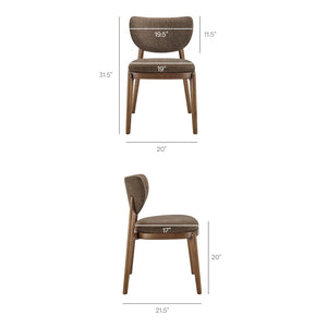 Modway Furniture Fenwick Mid-century Slub Weave Upholstered Dining Chairs Rubberwood Frame Set of Two Mocha EEI-7800-MOC
