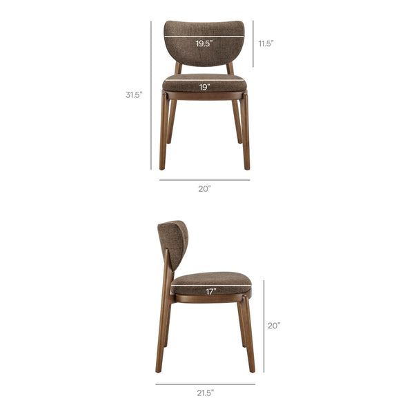 Modway Furniture Fenwick Mid-century Slub Weave Upholstered Dining Chairs Rubberwood Frame Set of Two Mocha EEI-7800-MOC
