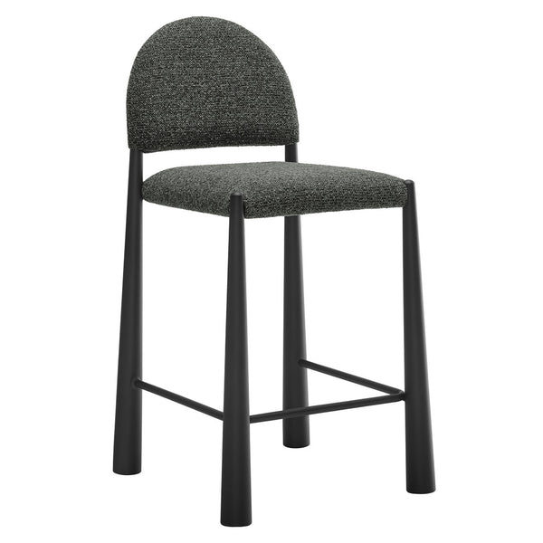 Modway Furniture Hayley Bouclé Upholstered Counter Stools Mid-century Modern Kitchen Island Seating Set Black Anthracite EEI-7801-BLK-ANT