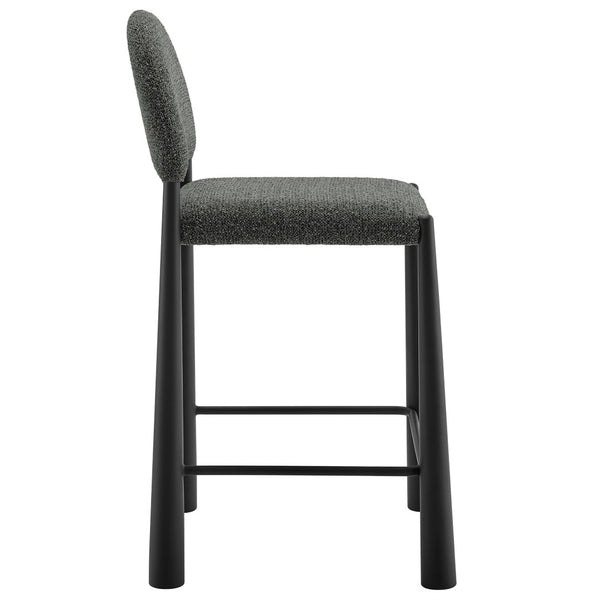 Modway Furniture Hayley Bouclé Upholstered Counter Stools Mid-century Modern Kitchen Island Seating Set Black Anthracite EEI-7801-BLK-ANT