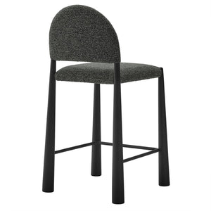 Modway Furniture Hayley Bouclé Upholstered Counter Stools Mid-century Modern Kitchen Island Seating Set Black Anthracite EEI-7801-BLK-ANT