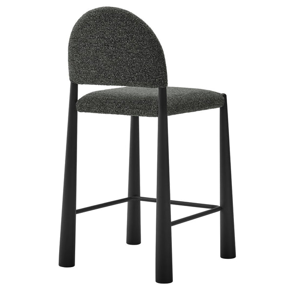 Modway Furniture Hayley Bouclé Upholstered Counter Stools Mid-century Modern Kitchen Island Seating Set Black Anthracite EEI-7801-BLK-ANT