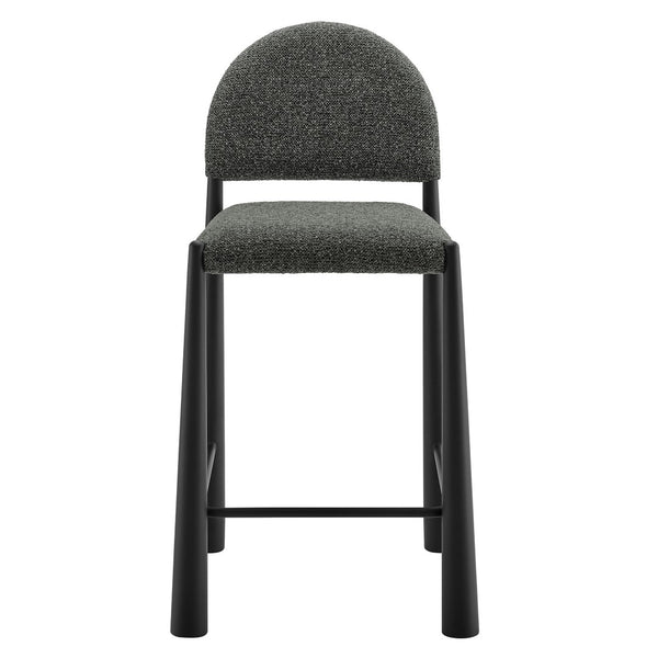 Modway Furniture Hayley Bouclé Upholstered Counter Stools Mid-century Modern Kitchen Island Seating Set Black Anthracite EEI-7801-BLK-ANT