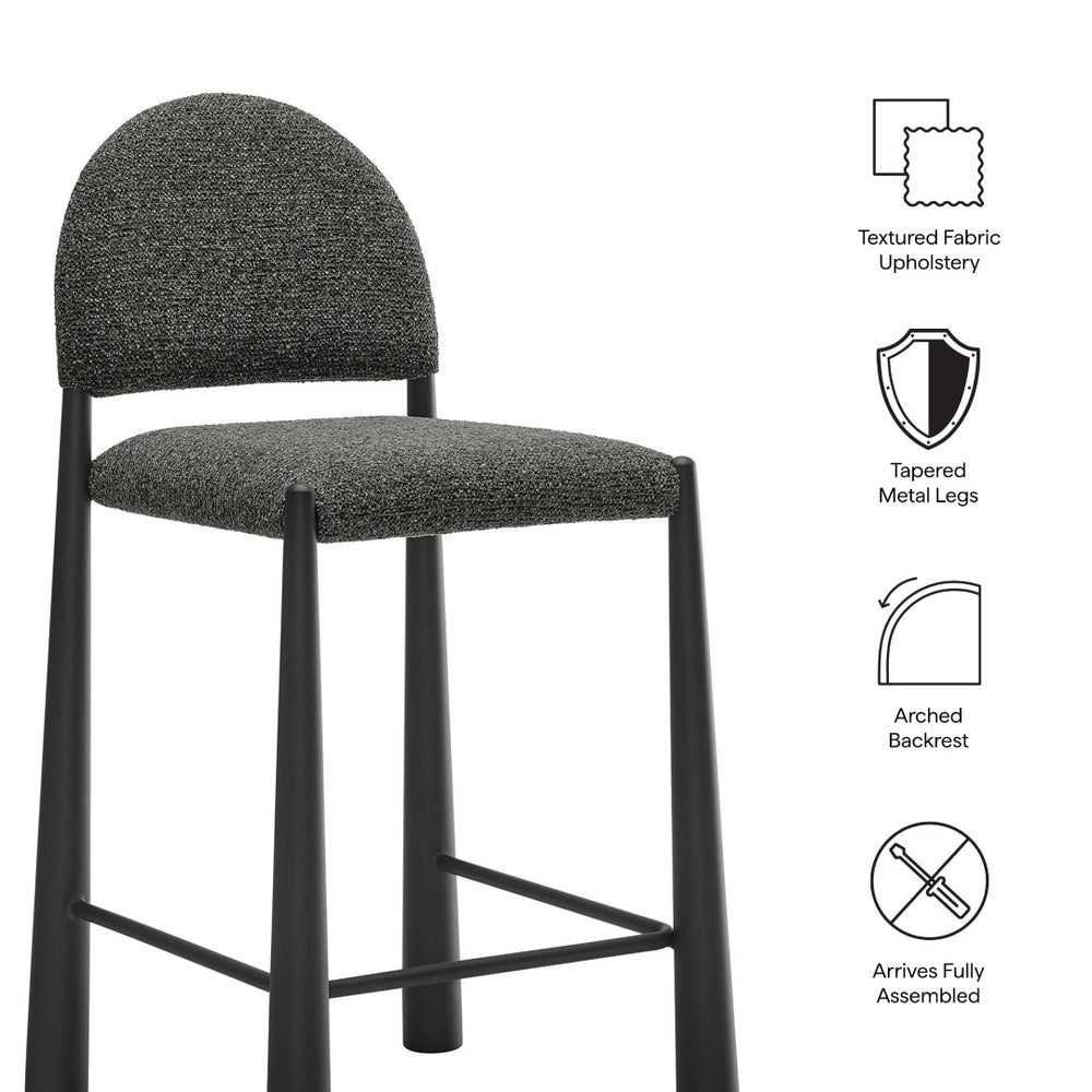 Modway Furniture Hayley Bouclé Upholstered Counter Stools Mid-century Modern Kitchen Island Seating Set Black Anthracite EEI-7801-BLK-ANT