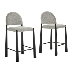 Modway Furniture Hayley Bouclé Upholstered Counter Stools Mid-century Modern Kitchen Island Seating Set Black Camel EEI-7801-BLK-CAM