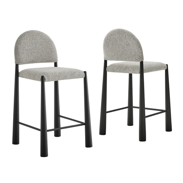 Modway Furniture Hayley Bouclé Upholstered Counter Stools Mid-century Modern Kitchen Island Seating Set Black Camel EEI-7801-BLK-CAM
