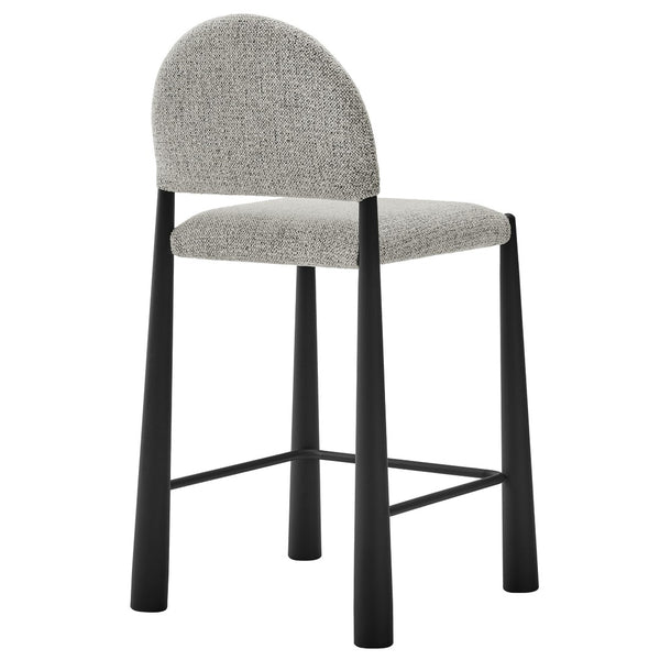 Modway Furniture Hayley Bouclé Upholstered Counter Stools Mid-century Modern Kitchen Island Seating Set Black Camel EEI-7801-BLK-CAM