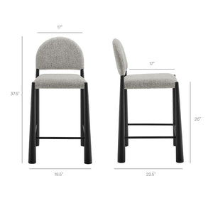 Modway Furniture Hayley Bouclé Upholstered Counter Stools Mid-century Modern Kitchen Island Seating Set Black Camel EEI-7801-BLK-CAM