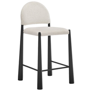 Modway Furniture Hayley Bouclé Upholstered Counter Stools Mid-century Modern Kitchen Island Seating Set Black Cream EEI-7801-BLK-CRE