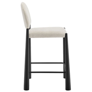 Modway Furniture Hayley Bouclé Upholstered Counter Stools Mid-century Modern Kitchen Island Seating Set Black Cream EEI-7801-BLK-CRE