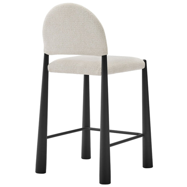 Modway Furniture Hayley Bouclé Upholstered Counter Stools Mid-century Modern Kitchen Island Seating Set Black Cream EEI-7801-BLK-CRE