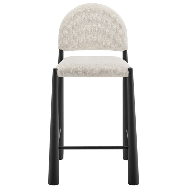 Modway Furniture Hayley Bouclé Upholstered Counter Stools Mid-century Modern Kitchen Island Seating Set Black Cream EEI-7801-BLK-CRE