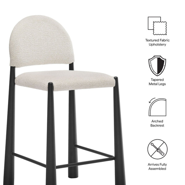 Modway Furniture Hayley Bouclé Upholstered Counter Stools Mid-century Modern Kitchen Island Seating Set Black Cream EEI-7801-BLK-CRE