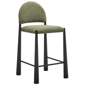 Modway Furniture Hayley Bouclé Upholstered Counter Stools Mid-century Modern Kitchen Island Seating Set Black Leaf EEI-7801-BLK-LEA