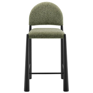 Modway Furniture Hayley Bouclé Upholstered Counter Stools Mid-century Modern Kitchen Island Seating Set Black Leaf EEI-7801-BLK-LEA