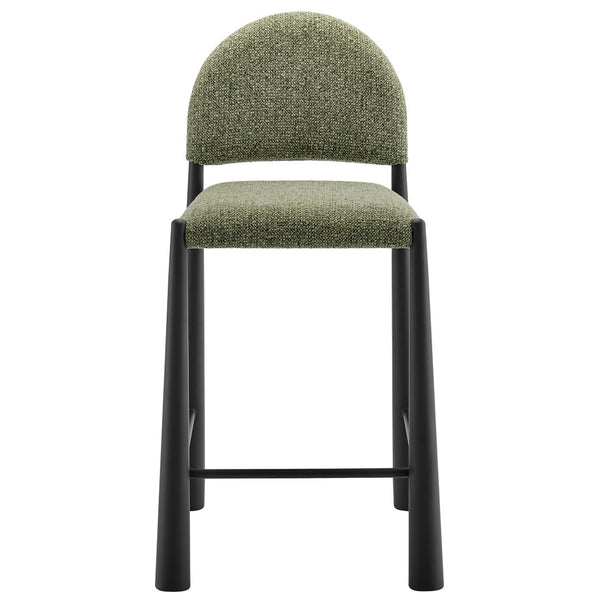 Modway Furniture Hayley Bouclé Upholstered Counter Stools Mid-century Modern Kitchen Island Seating Set Black Leaf EEI-7801-BLK-LEA