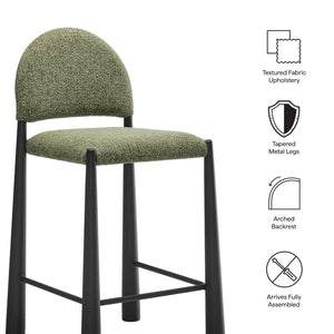Modway Furniture Hayley Bouclé Upholstered Counter Stools Mid-century Modern Kitchen Island Seating Set Black Leaf EEI-7801-BLK-LEA