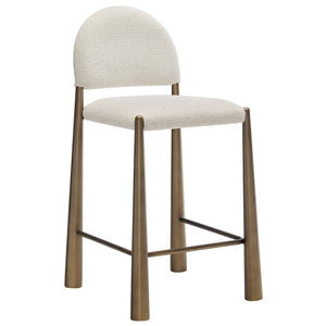Modway Furniture Hayley Bouclé Upholstered Counter Stools Mid-century Modern Kitchen Island Seating Set Brass Cream EEI-7801-BRA-CRE
