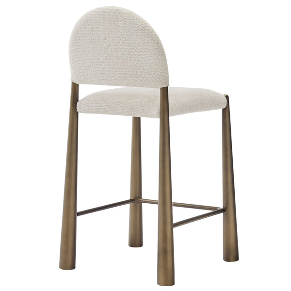 Modway Furniture Hayley Bouclé Upholstered Counter Stools Mid-century Modern Kitchen Island Seating Set Brass Cream EEI-7801-BRA-CRE