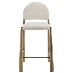 Modway Furniture Hayley Bouclé Upholstered Counter Stools Mid-century Modern Kitchen Island Seating Set Brass Cream EEI-7801-BRA-CRE