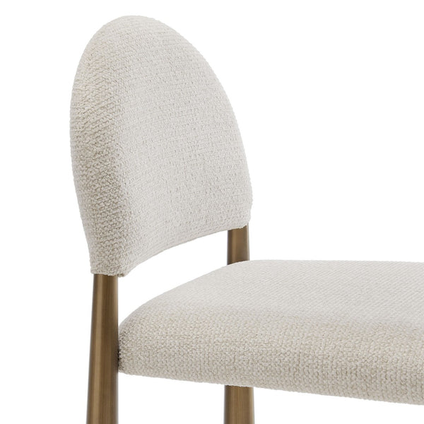 Modway Furniture Hayley Bouclé Upholstered Counter Stools Mid-century Modern Kitchen Island Seating Set Brass Cream EEI-7801-BRA-CRE