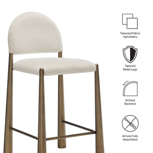 Modway Furniture Hayley Bouclé Upholstered Counter Stools Mid-century Modern Kitchen Island Seating Set Brass Cream EEI-7801-BRA-CRE