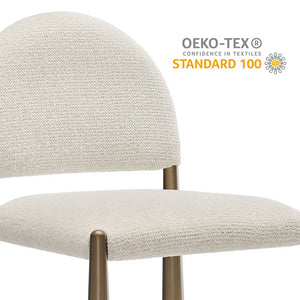Modway Furniture Hayley Bouclé Upholstered Counter Stools Mid-century Modern Kitchen Island Seating Set Brass Cream EEI-7801-BRA-CRE